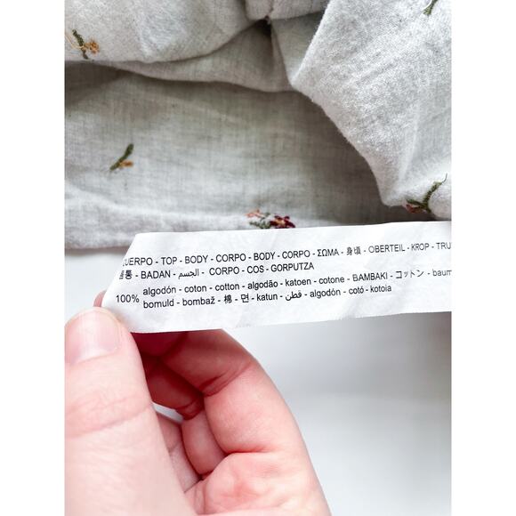 Girl's Zara Cotton Embroidered Button Down Long Sleeve Shirt Size 4-5 - Picture 4 of 5